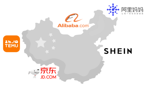 Imagem de logotipos de gigantes de e-commerce da China